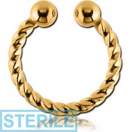 STERILE GOLD PVD COATED SURGICAL STEEL FAKE SEPTUM RING - ROPE
