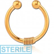 STERILE SURGICAL STEEL FAKE SEPTUM RING - BRAB WIRE