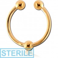 STERILE GOLD PVD COATED SURGICAL STEEL FAKE SEPTUM RING - MIDDLE BALL