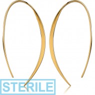 STERILE STERLING SILVER 925 GOLD PVD COATED EARRINGS PAIR