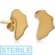 STERILE STERLING SILVER 925 GOLD PVD COATED EAR STUDS PAIR