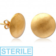 STERILE STERLING SILVER 925 GOLD PVD COATED MATT FINISH EAR STUDS PAIR