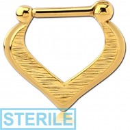 STERILE STERLING SILVER 925 GOLD PVD COATED HINGED SEPTUM CLICKER