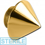 STERILE GOLD PVD COATED STAINLESS STEEL CONE FOR THREADED TUNNEL SIZE 8.0