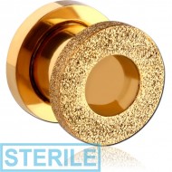 STERILE GOLD PVD COATED STAINLESS STEEL FROSTED THREADED TUNNEL
