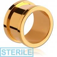 STERILE GOLD PVD COATED SURGICAL STEEL THREADED TUNNEL PIERCING