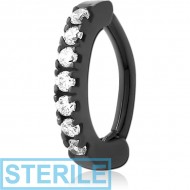 STERILE HEMETITE PVD COATED SURGICAL STEEL JEWELLED BELLY CLICKER