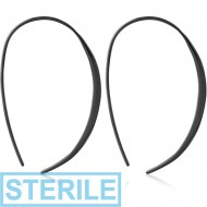 STERILE HEMETITE PVD COATED SURGICAL STEEL EARRINGS PAIR