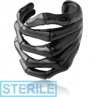 STERILE HEMETITE PVD COATED SURGICAL STEEL EAR CUFF - SKELETON HAND