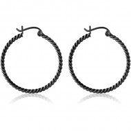 STERILE HEMETITE PVD COATED SURGICAL STEEL TWISTED WIRE EARRINGS