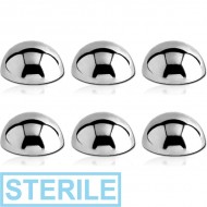 PACK OF 6 STERILE SURGICAL STEEL HALF BALLS PIERCING