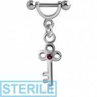 STERILE SURGICAL STEEL HELIX SHIELD WITH CHARM PIERCING