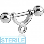 STERILE SURGICAL STEEL HELIX SHIELD WITH HOOP PIERCING