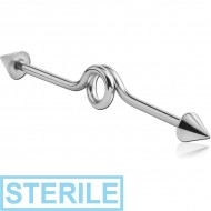 STERILE SURGICAL STEEL INDUSTRIAL LOOP BARBELL WITH CONES PIERCING
