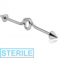 STERILE SURGICAL STEEL INDUSTRIAL LOOP BARBELL WITH CONES PIERCING