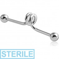 STERILE SURGICAL STEEL INDUSTRIAL SPRING BARBELL PIERCING