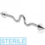 STERILE SURGICAL STEEL INDUSTRIAL WAVE BARBELL PIERCING