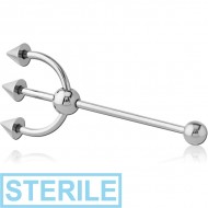STERILE SURGICAL STEEL TRIDENT EAR BARBELL PIERCING
