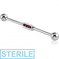 STERILE SURGICAL STEEL JEWELLED INDUSTRIAL BARBELL PIERCING