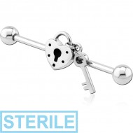 STERILE SURGICAL STEEL LOCK AND KEY INDUSTRIAL BARBELL PIERCING