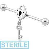 STERILE SURGICAL STEEL LOCK AND KEY INDUSTRIAL BARBELL PIERCING