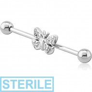STERILE SURGICAL STEEL BUTTERFLY INDUSTRIAL BARBELL PIERCING