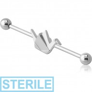 STERILE SURGICAL STEEL INDUSTRIAL BARBELL WITH ADJUSTABLE SLIDING CHARM PIERCING