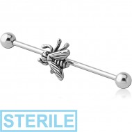STERILE SURGICAL STEEL INDUSTRIAL BARBELL WITH ADJUSTABLE SLIDING CHARM PIERCING