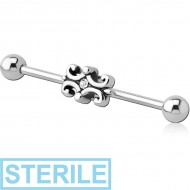 STERILE SURGICAL STEEL INDUSTRIAL BARBELL WITH ADJUSTABLE SLIDING CHARM PIERCING