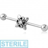 STERILE SURGICAL STEEL INDUSTRIAL BARBELL WITH ADJUSTABLE SLIDING CHARM PIERCING