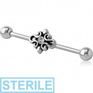 STERILE SURGICAL STEEL INDUSTRIAL BARBELL WITH ADJUSTABLE SLIDING CHARM PIERCING