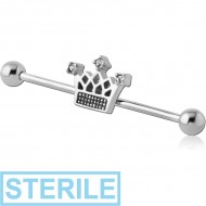 STERILE SURGICAL STEEL INDUSTRIAL BARBELL - CROWN PIERCING