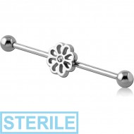 STERILE SURGICAL STEEL INDUSTRIAL BARBELL - FLOWER PIERCING