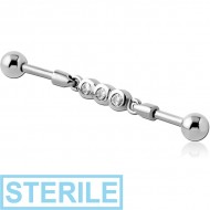 STERILE SURGICAL STEEL INDUSTRIAL BARBELL JEWELLED CHARM - THREE CIRCLES PIERCING
