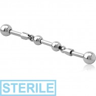 STERILE SURGICAL STEEL INDUSTRIAL BARBELL CHARM - TWO BALL PIERCING