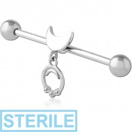 STERILE SURGICAL STEEL SLIDING JEWELLED INDUSTRIAL BARBELL PIERCING
