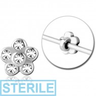 STERILE SURGICAL STEEL ADJUSTABLE SLIDING CHARM FOR INDUSTRIAL BARBELL - FLOWER PIERCING
