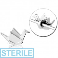 STERILE SURGICAL STEEL ADJUSTABLE SLIDING CHARM FOR INDUSTRIAL BARBELL - PAPER BIRD PIERCING