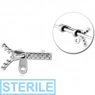 STERILE SURGICAL STEEL ADJUSTABLE SLIDING CHARM FOR INDUSTRIAL BARBELL - ZIP PIERCING