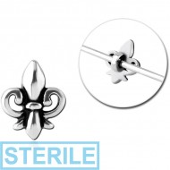 STERILE SURGICAL STEEL ADJUSTABLE SLIDING CHARM FOR INDUSTRIAL BARBELL - FLEUR DE LIS PIERCING