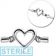 STERILE SURGICAL STEEL CHARM FOR INDUSTRIAL BARBELL - HEART PIERCING