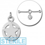 STERILE SURGICAL STEEL CHARM FOR INDUSTRIAL BARBELL PIERCING