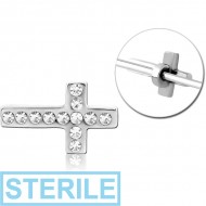 STERILE SURGICAL STEEL ADJUSTABLE SLIDING CHARM FOR INDUSTRIAL BARBELL - CROSS PIERCING