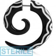 STERILE FAKE HORN PIERCING-INLAID SPIRAL-TRIBAL