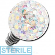 STERILE EPOXY COATED CRYSTALINE JEWELLED BALL FOR 1.6MM INTERNALLY THREADED PIN