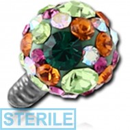 STERILE EPOXY COATED CRYSTALINE OPTIMA CRYSTAL JEWELLED BALL FOR 1.2MM INTERNALLY THREADED PIN PIERCING