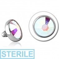 STERILE SURGICAL STEEL SWAROVSKI CRYSTAL JEWELLED BALL FOR 1.6MM INTERNALLY THREADED PIN PIERCING
