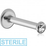 STERILE SURGICAL STEEL INTERNALLY THREADED JEWELLED LABRET PIERCING
