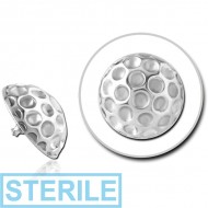 STERILE SURGICAL STEEL ATTACHMENT FOR 1.6MM INTERNALLY THREADED PINS - HAMMERED TEXTURE PIERCING