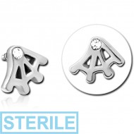 STERILE SURGICAL STEEL JEWELLED ATTACHMENT FOR 1.6MM INTERNALLY THREADED PINS